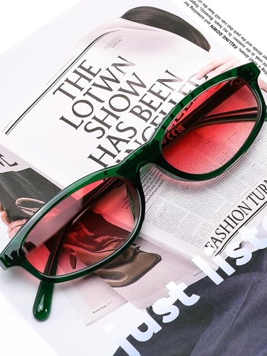 Narrow Green Sunglasses main image 4